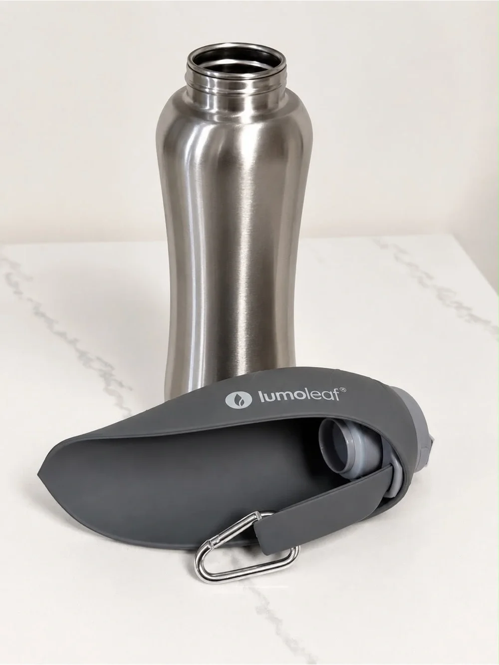 Lumoleaf Gray Travel Pet Water Bottle for Dogs